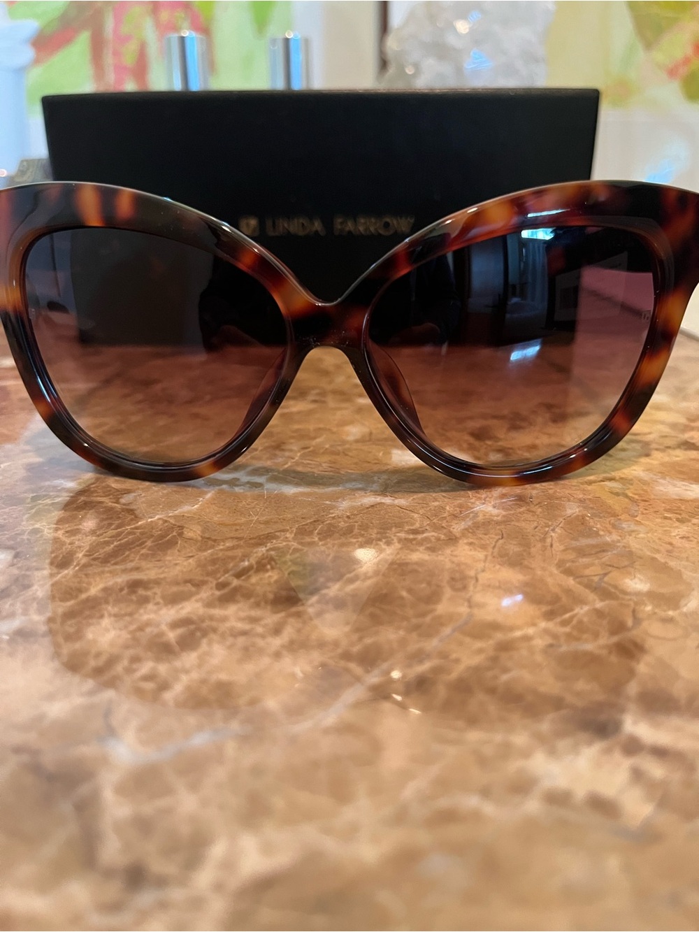 Linda Farrow Tortoiseshell Oversized Cat Eye Sunglasses - Brown/Amber